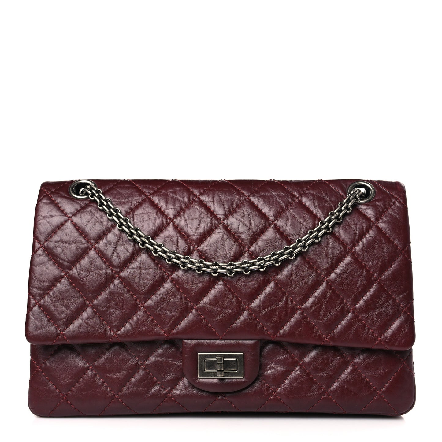 Aged Calfskin Quilted 2.55 Reissue 226 Flap Dark Burgundy