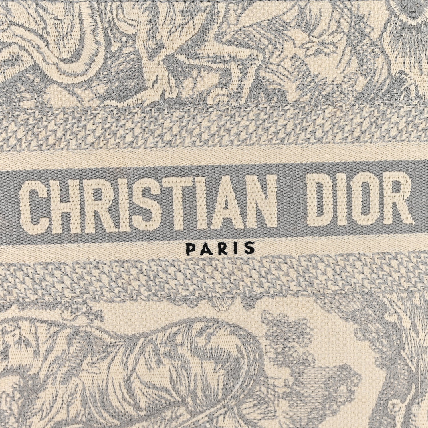 Christian Dior Canvas Embroidered Small Dioriviera Toile De Jouy Book Tote Gray 8 of 11