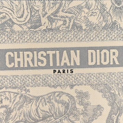 Christian Dior Canvas Embroidered Small Dioriviera Toile De Jouy Book Tote Gray 8 of 11