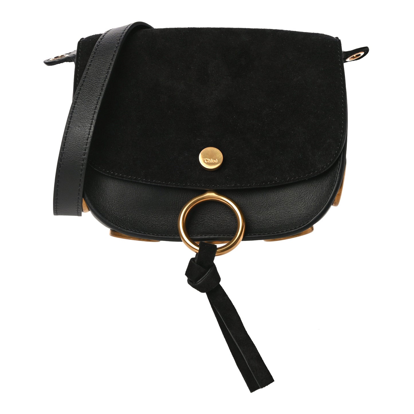 Suede Smooth Calfskin Mini Kurtis Shoulder Bag Classic Black
