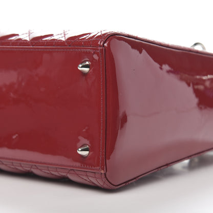 Christian Dior Patent Cannage Medium Lady Dior Burgundy Red 12 of 13