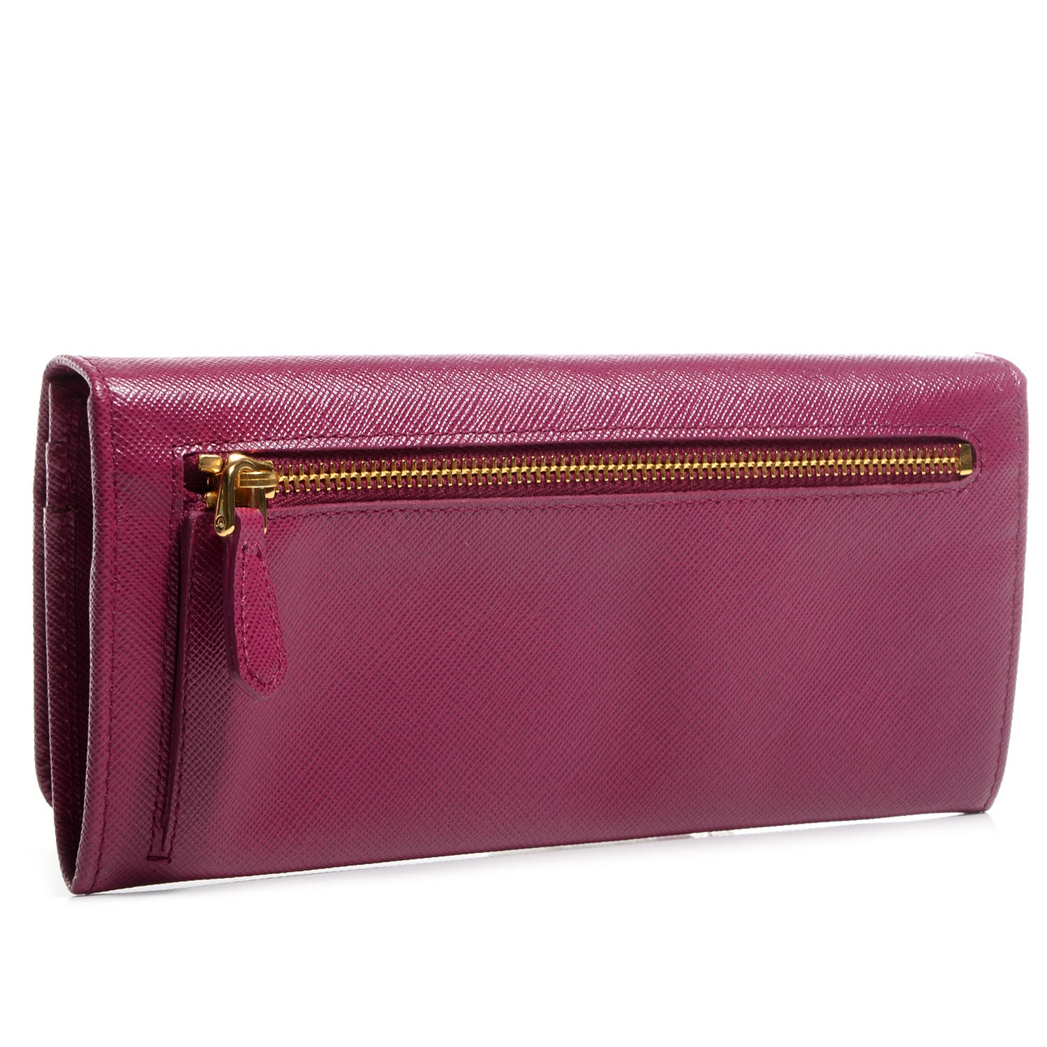 Prada Saffiano Metal Continental Flap Wallet Ametista 3 of 10