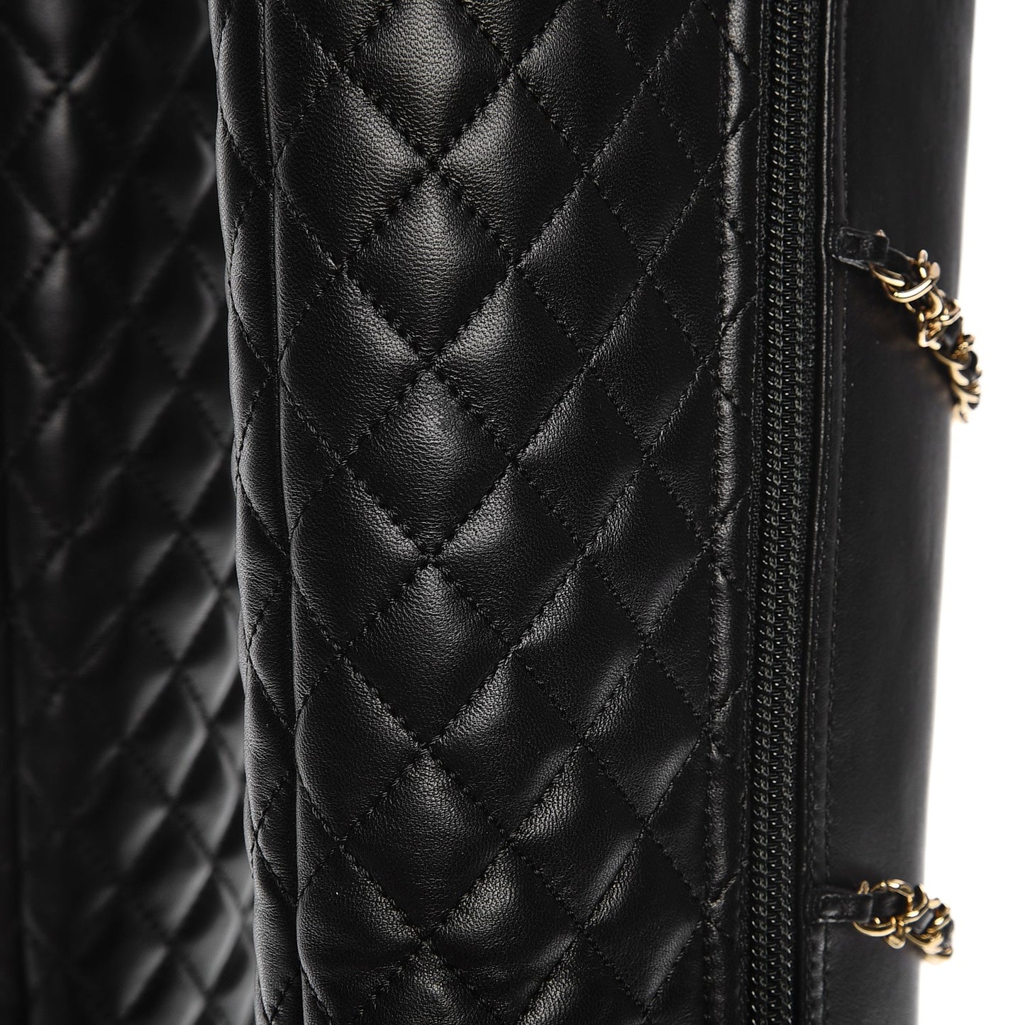 Lambskin Patent Calfskin Chained High Boots 37 Black