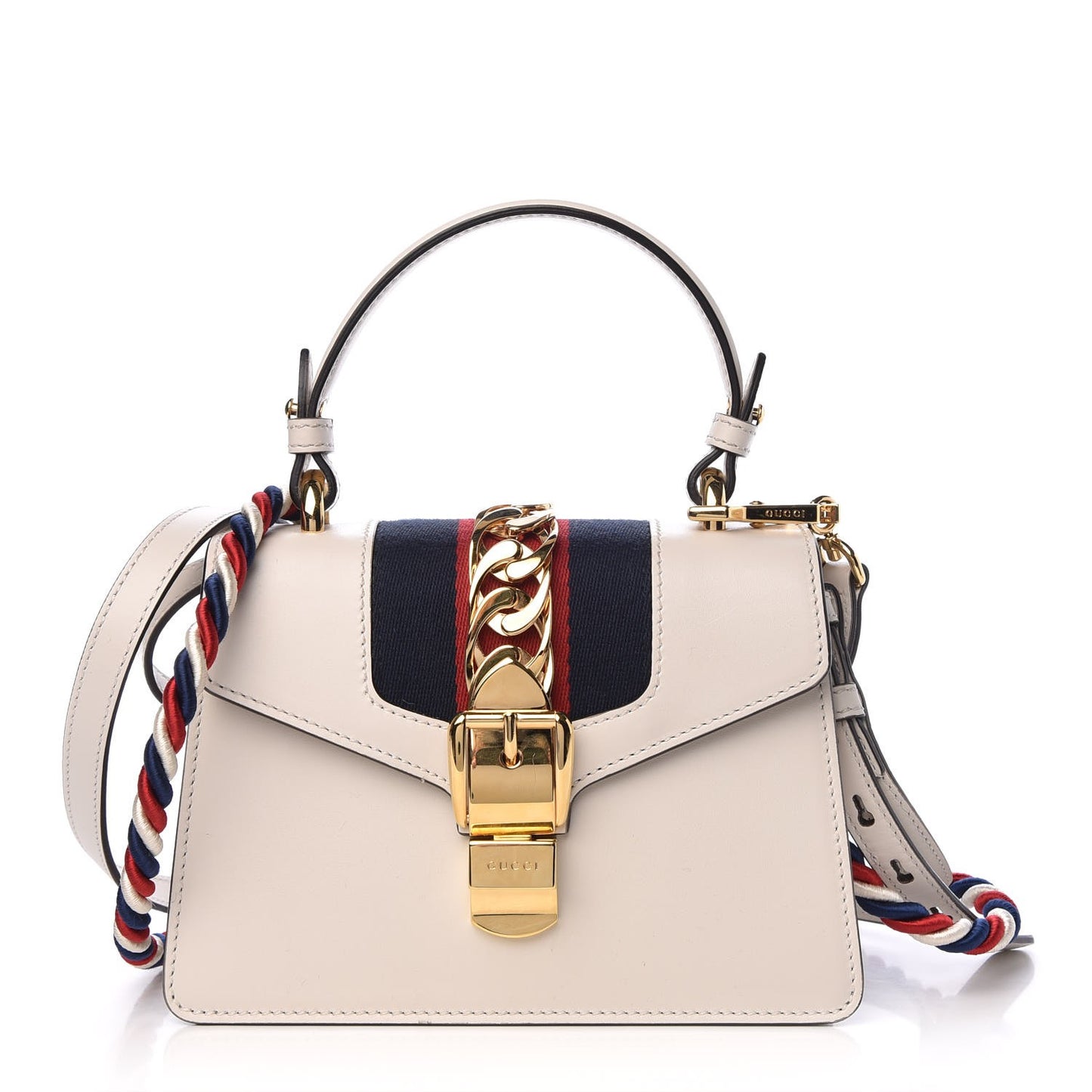 Calfskin Mini Sylvie Top Handle Bag White