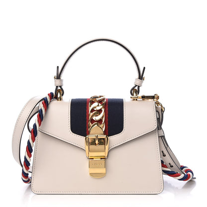Gucci Calfskin Mini Sylvie Top Handle Bag White 1 of 9
