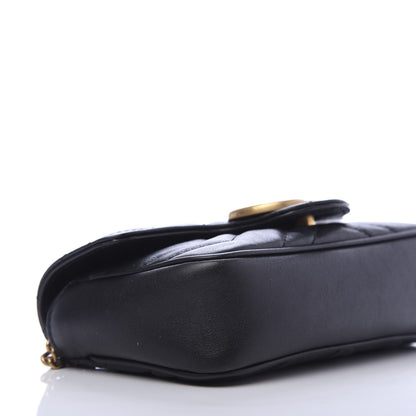 Gucci Calfskin Matelasse Super Mini GG Marmont Shoulder Bag Black 9 of 11