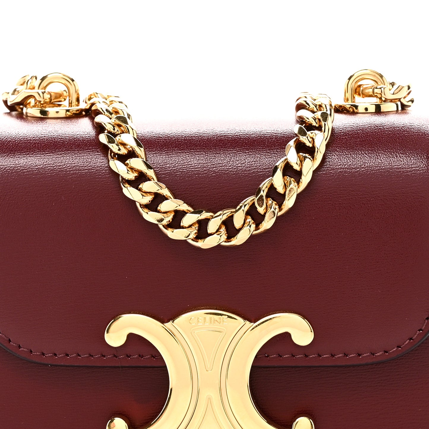 Shiny Calfskin Mini Chain Claude Burgundy