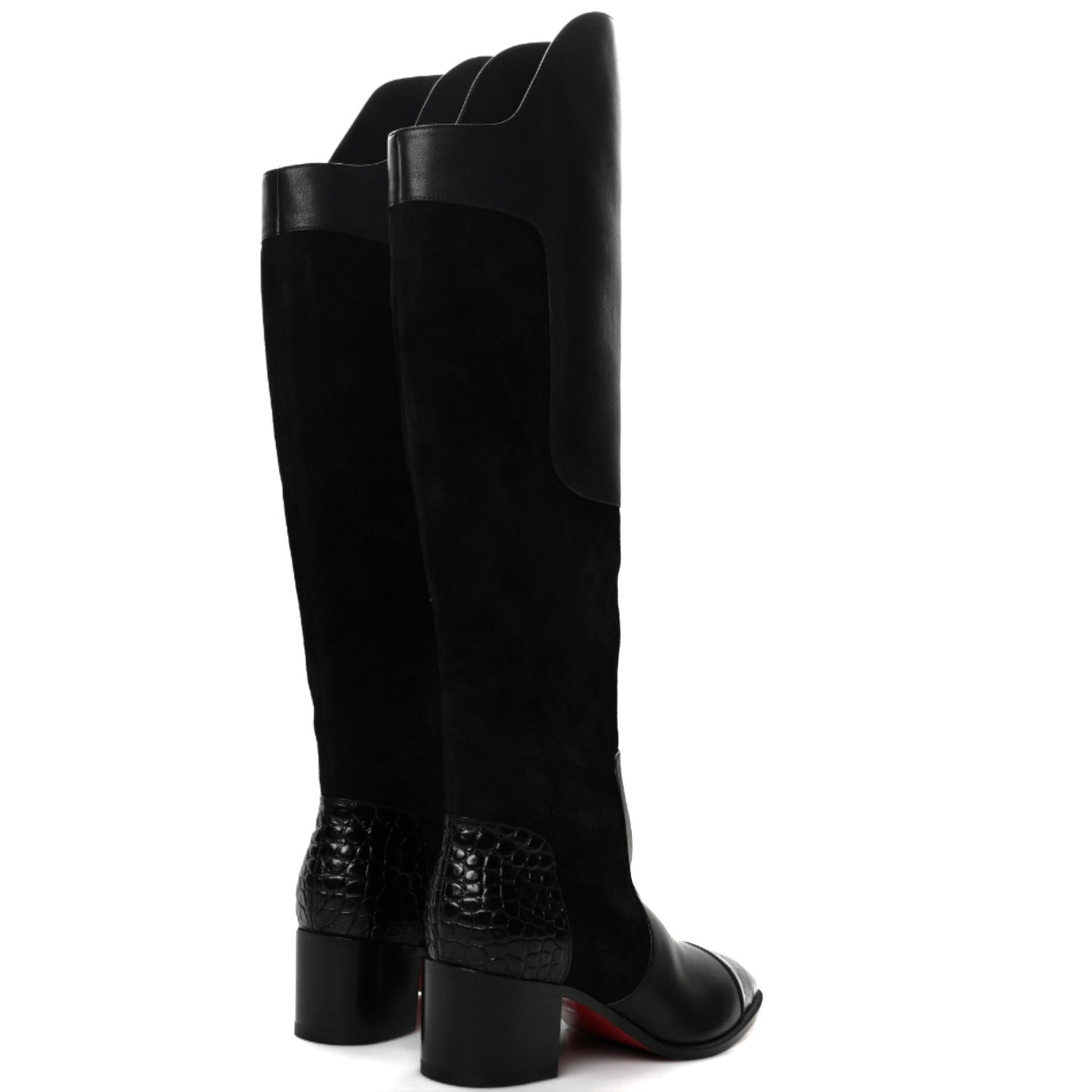 Calfskin Alligator Embossed Suede Mosaica 55 Boots 36.5 Black