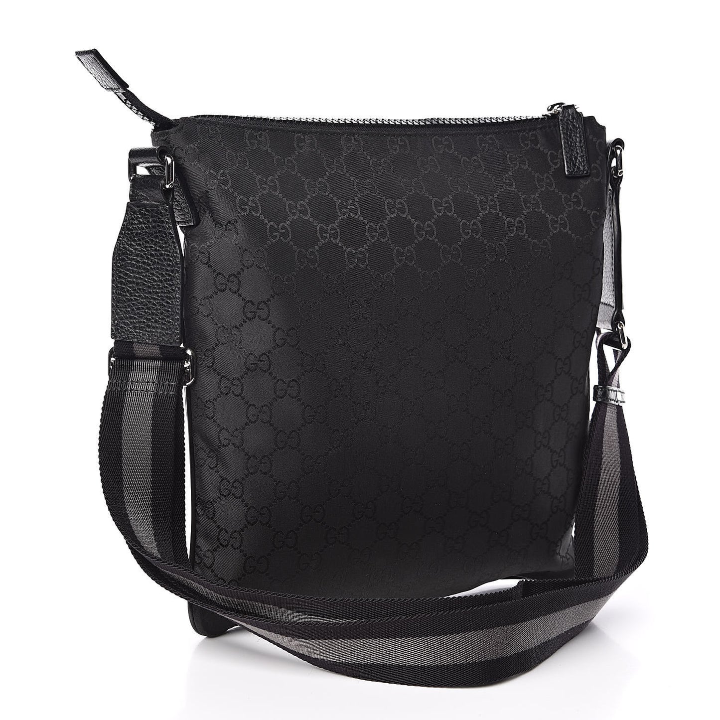 Nylon Monogram Small Flat Messenger Bag Black
