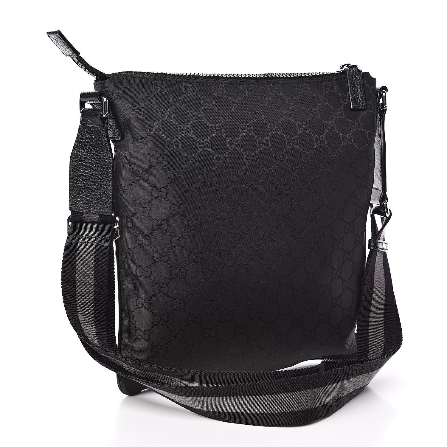 Gucci Nylon Monogram Small Flat Messenger Bag Black 3 of 10