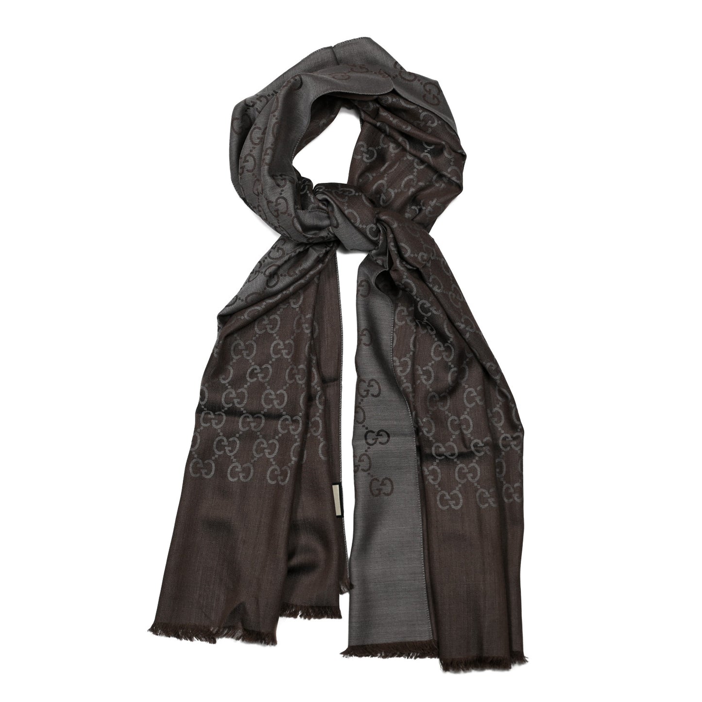 Wool Silk GG Monogram GGNat Plus Scarf Rope Dark Brown
