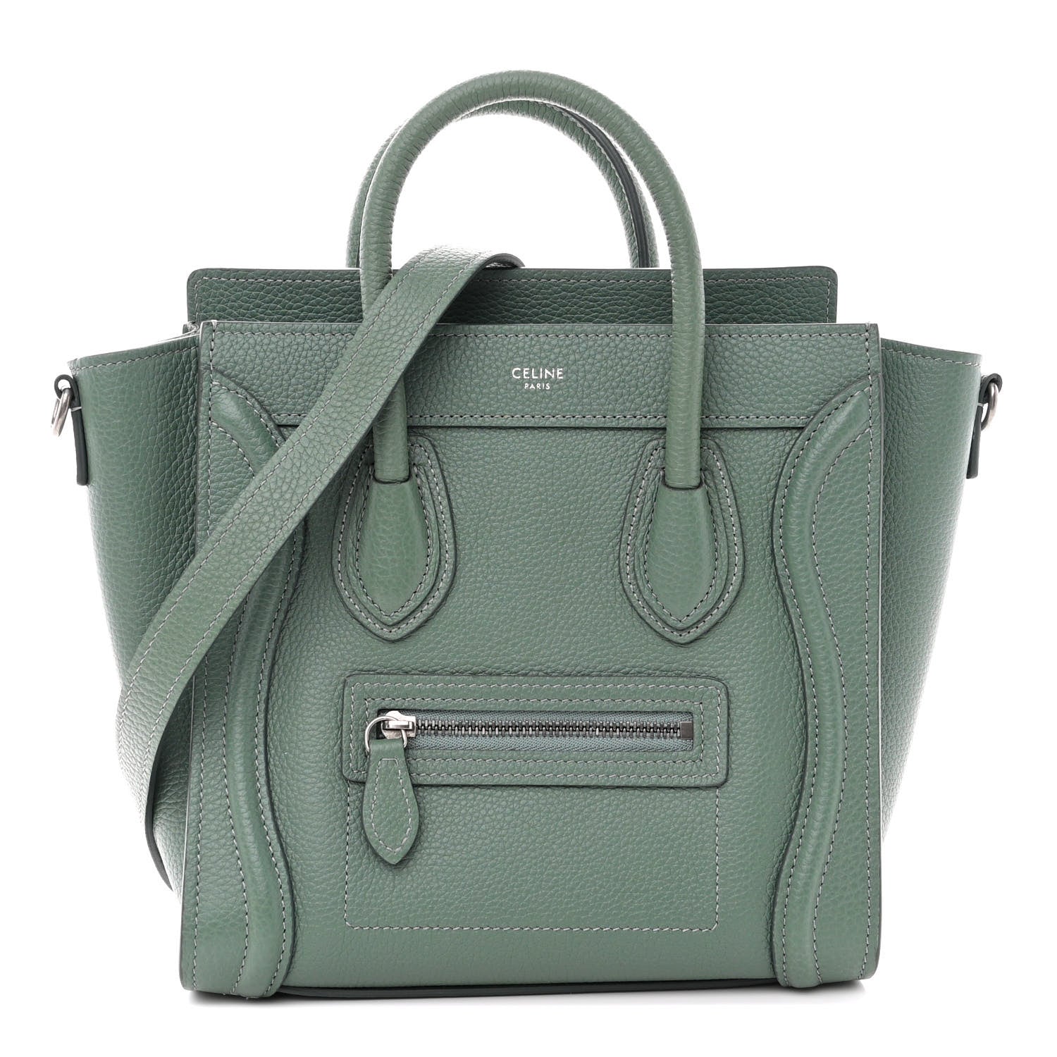 Celine Drummed Calfskin Nano Luggage Celadon 1 of 14