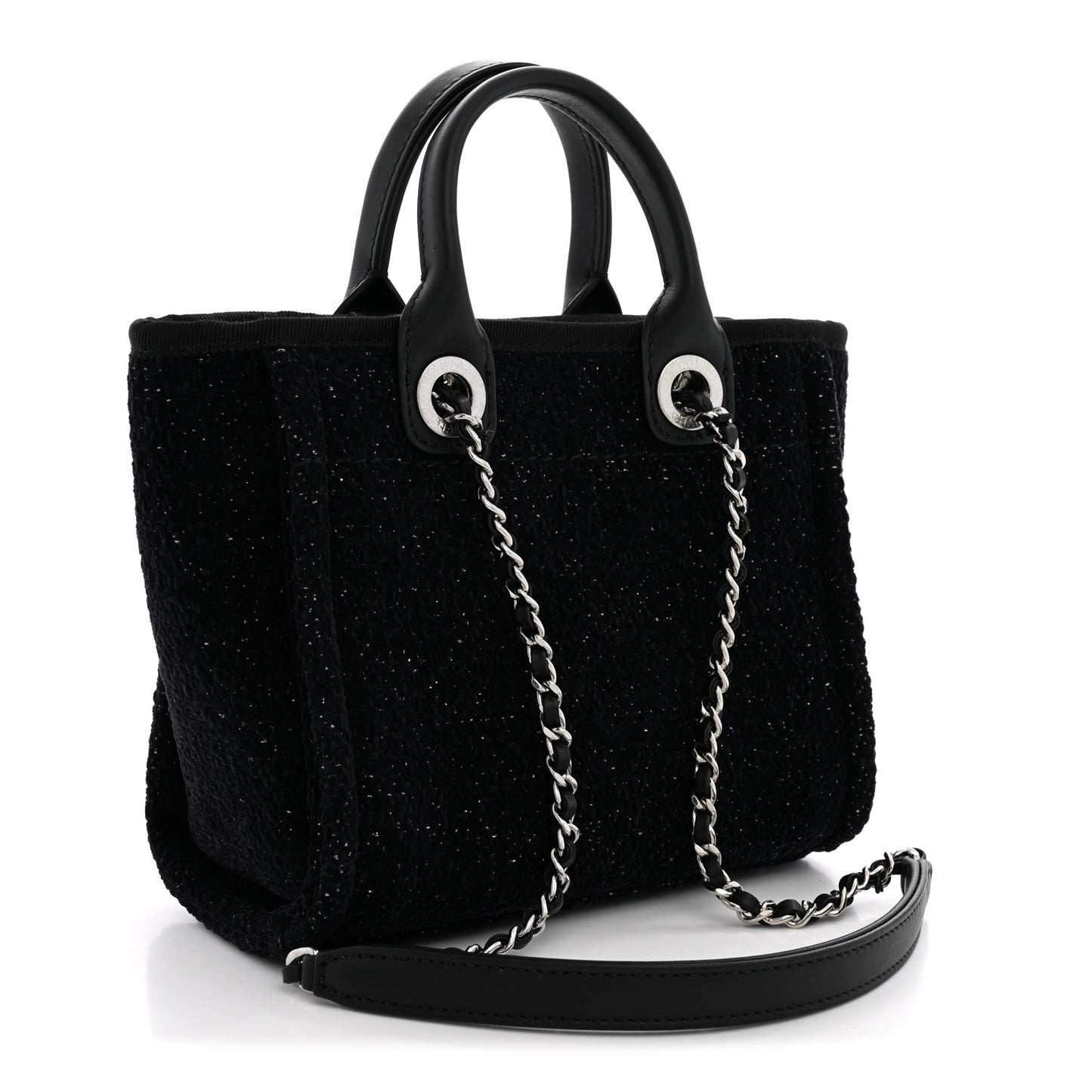 Lurex Canvas Mini Deauville Tote Black