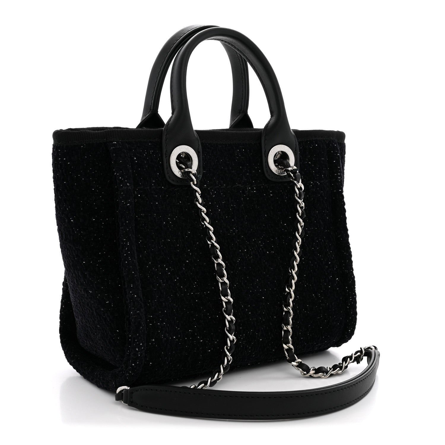 Chanel Lurex Canvas Mini Deauville Tote Black 3 of 11