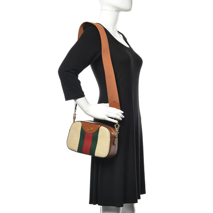Gucci Vintage Canvas Web Shoulder Bag Sand Cuir 2 of 10