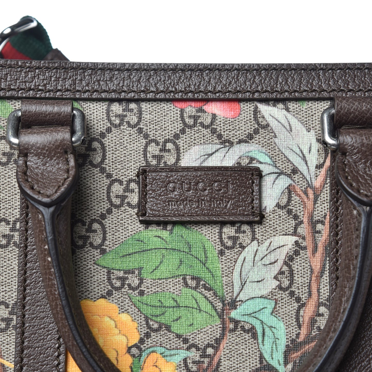 GG Supreme Monogram Tian Web Vertical Tote Beige Multicolor New Acero