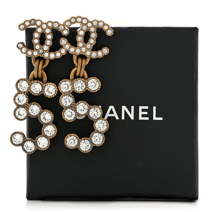 Chanel Metal Crystal City of Lights No 5 Drop Earrings Gold 5 of 5