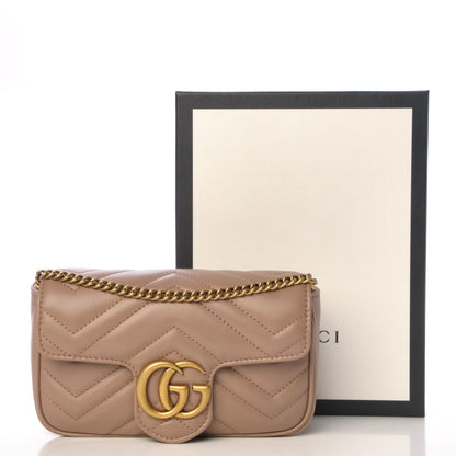 Gucci Calfskin Matelasse Super Mini GG Marmont Shoulder Bag Porcelain Rose 8 of 8