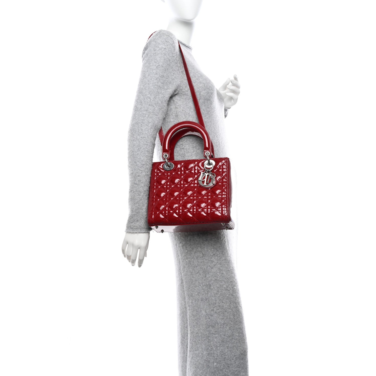 Christian Dior Patent Cannage Medium Lady Dior Red 2 of 14