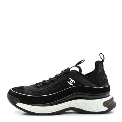 Chanel Fabric Suede CC Sneakers 39 Black Dark Grey 1 of 10