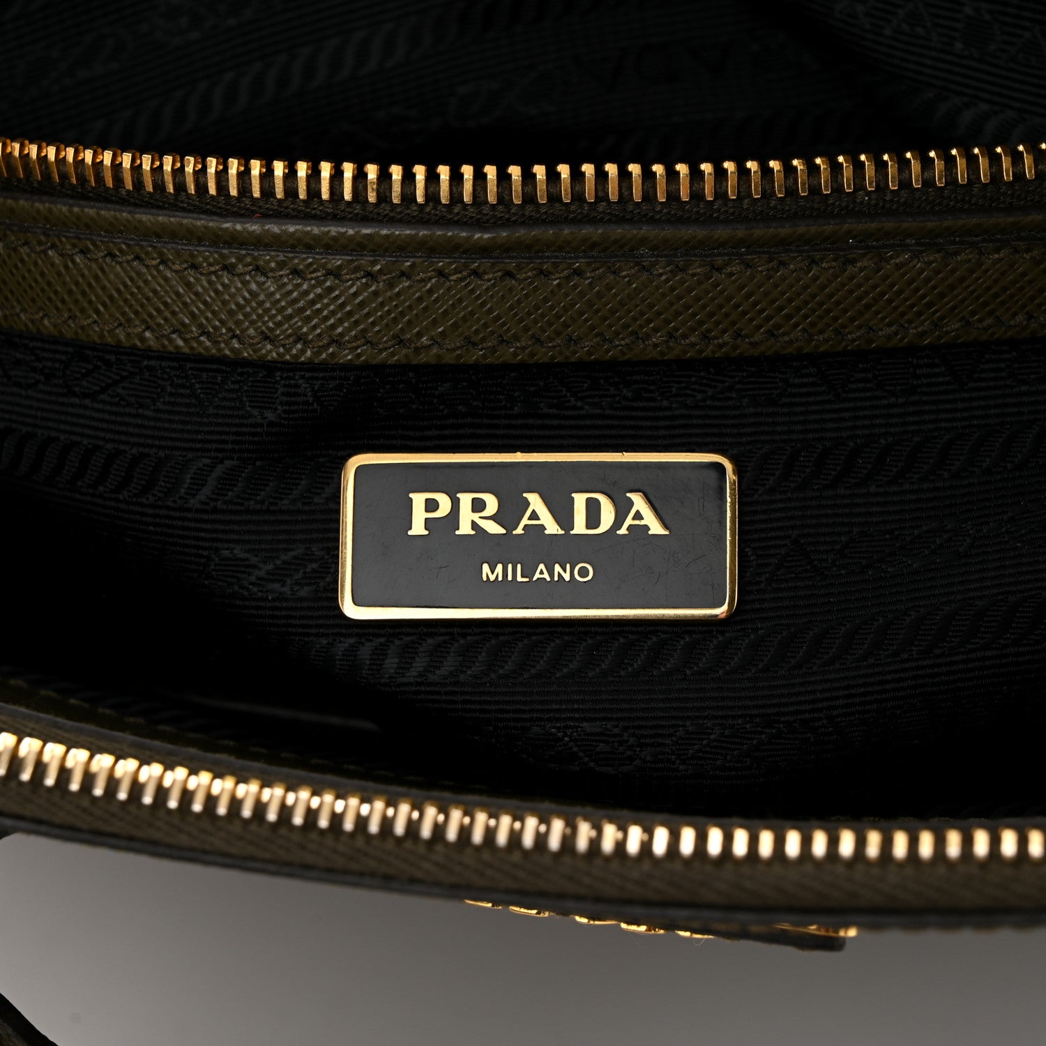 Prada Saffiano Small Galleria Double Zip Tote Militare 6 of 13