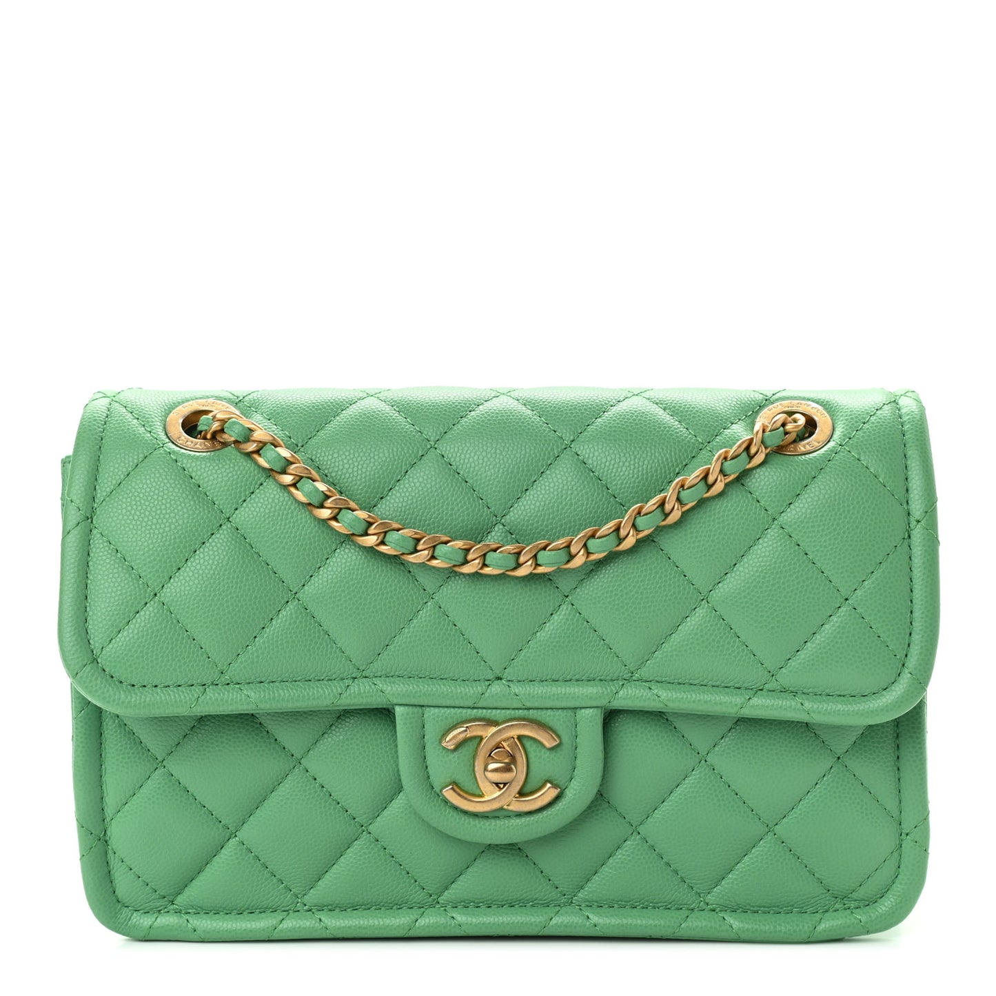 Caviar Quilted Medium Sweet Classic Flap Green