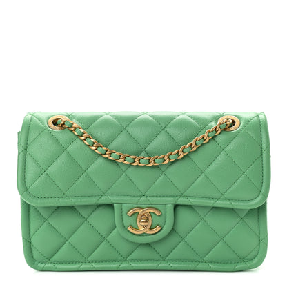 Chanel Caviar Quilted Medium Sweet Classic Flap Green 1 of 10