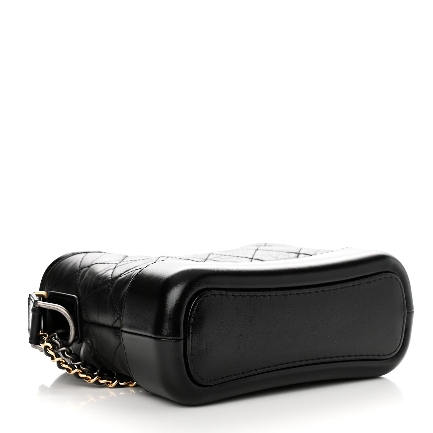 Aged Calfskin Quilted Small Gabrielle Hobo Black