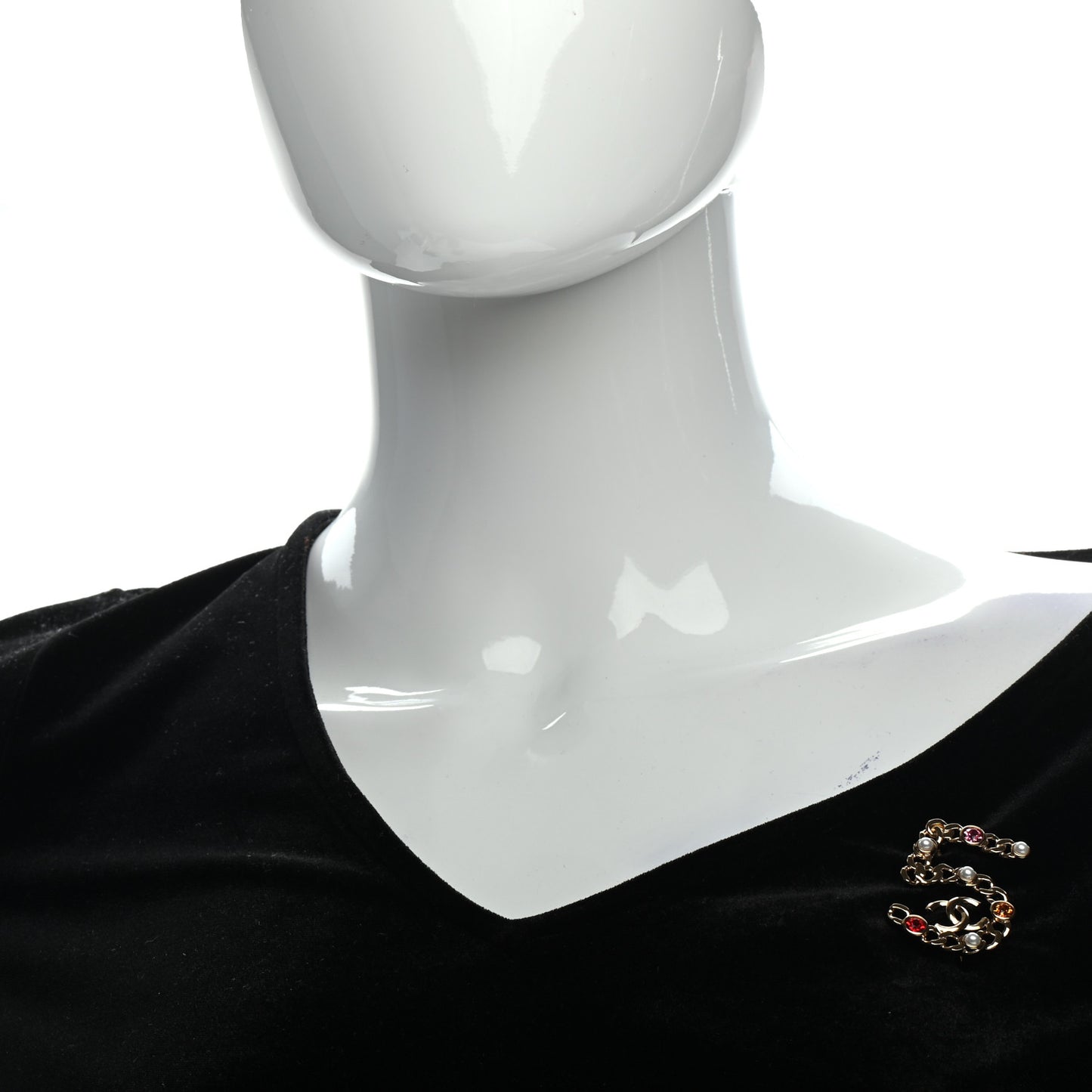 Pearl Crystal 5 CC Brooch Gold