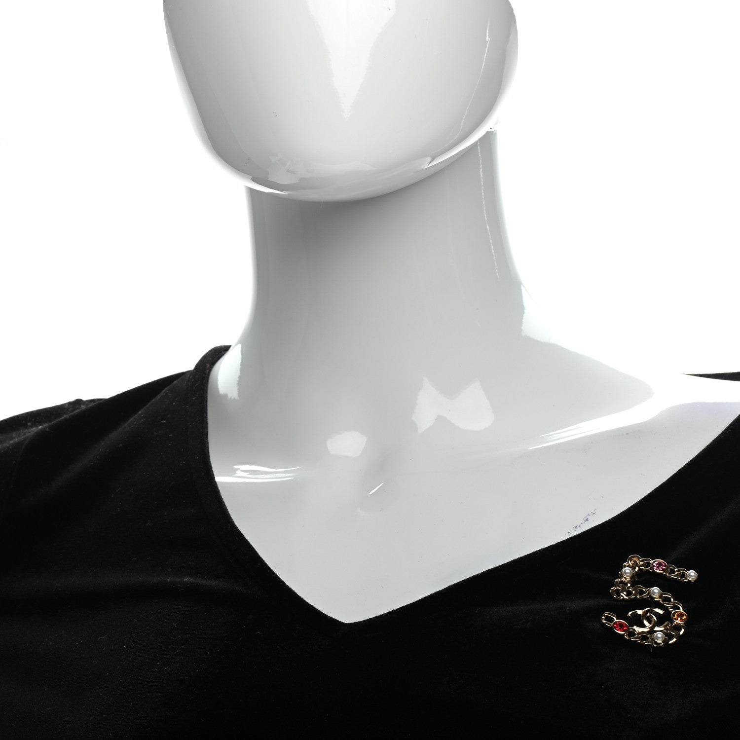 Chanel Pearl Crystal 5 CC Brooch Gold 2 of 4