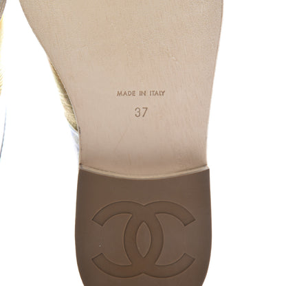 Chanel Metallic Goatskin Patent Calfskin Lizard Lace Up Loafers 37 Light Gold Black Multcolor 8 of 9