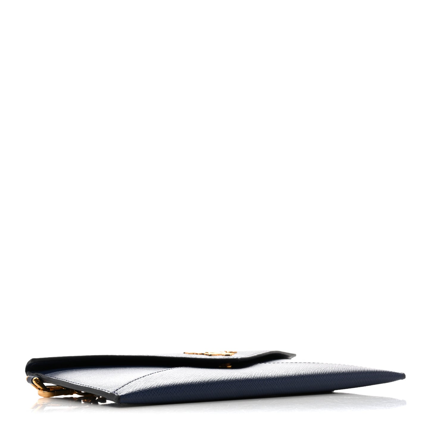 Saffiano City Calf Clutch With Chain Bluette