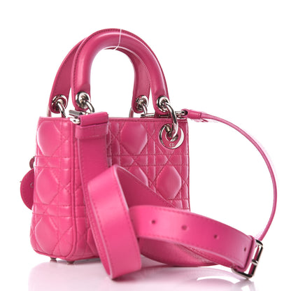 Christian Dior Lambskin Cannage Nano Lady Dior Fuchsia 3 of 11