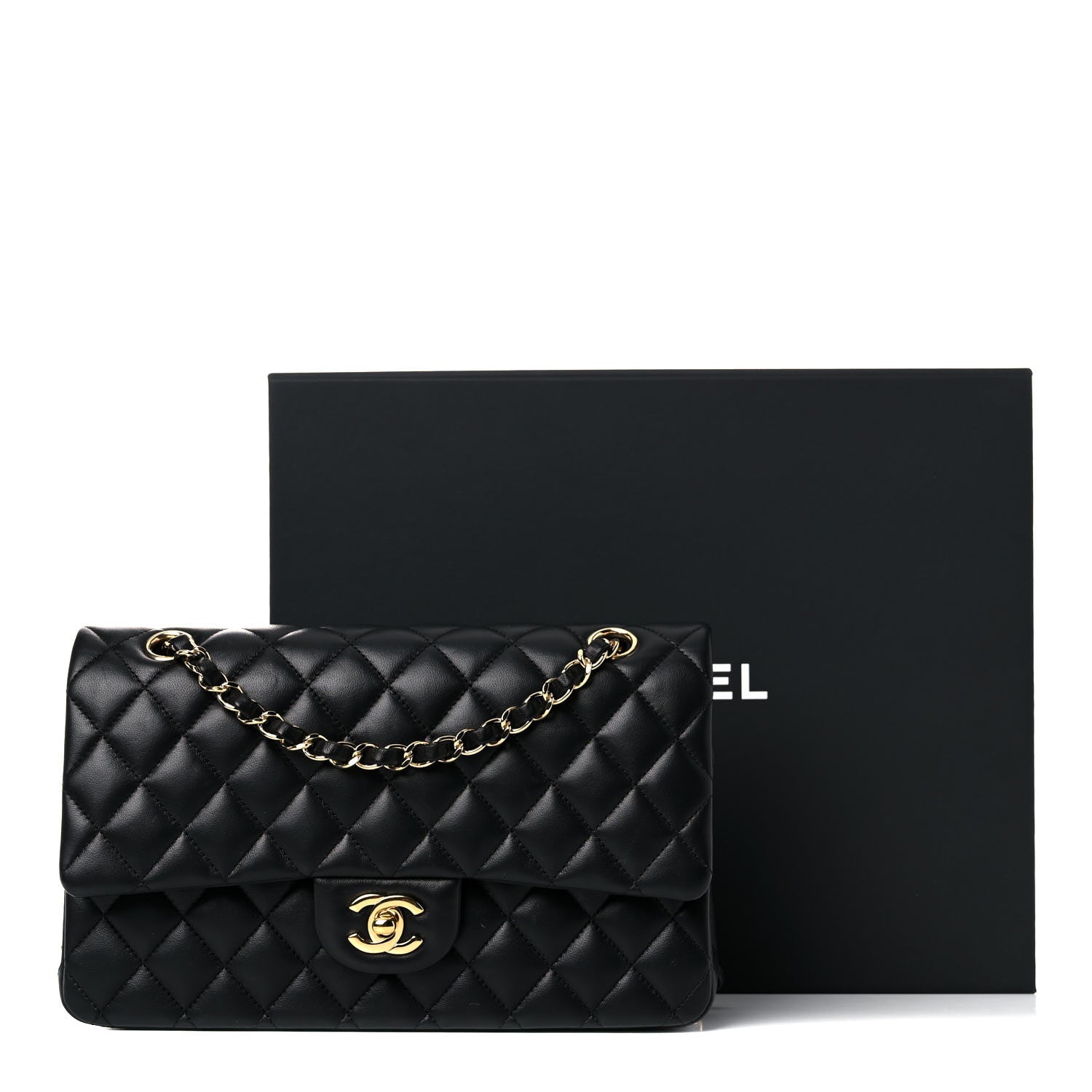 Chanel Lambskin Quilted Medium Double Flap Black 13 of 13