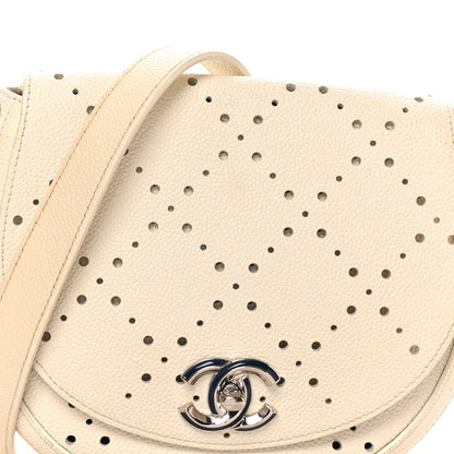 Chanel Caviar Perforated Messenger Bag White 8 of 12