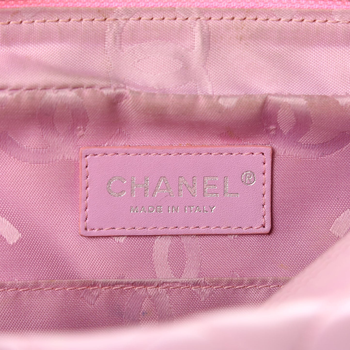 Calfskin Quilted Cambon Camera Case Pink Black