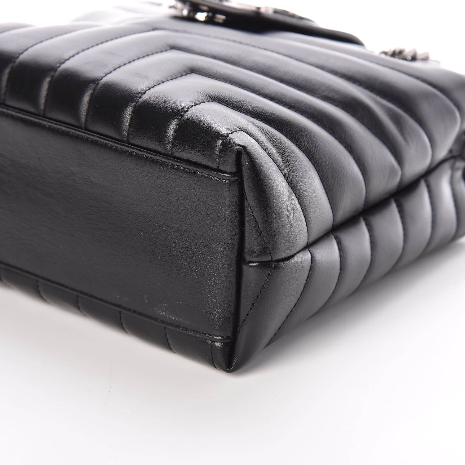 Saint Laurent Calfskin Y Quilted Monogram Small Loulou Shopper Black 6 of 9