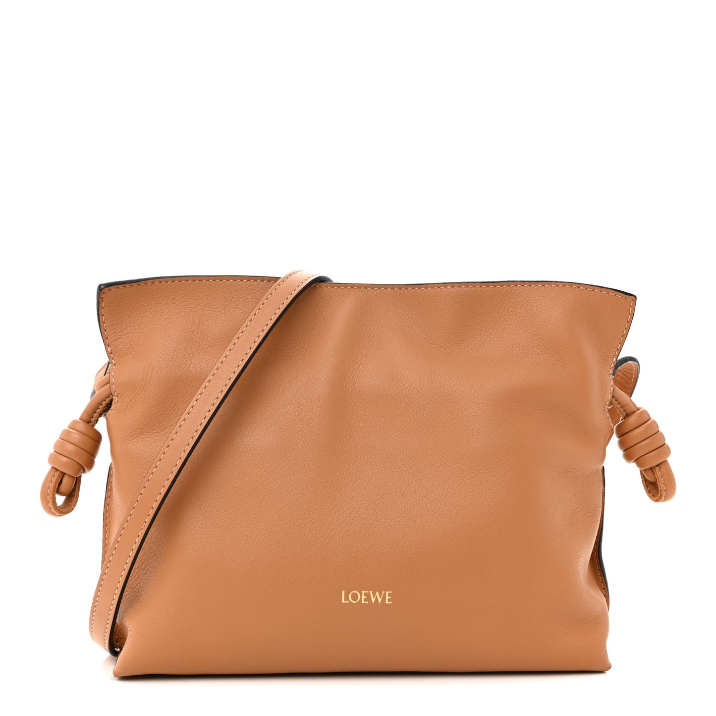Calfskin Mini Flamenco Knot Clutch Warm Desert
