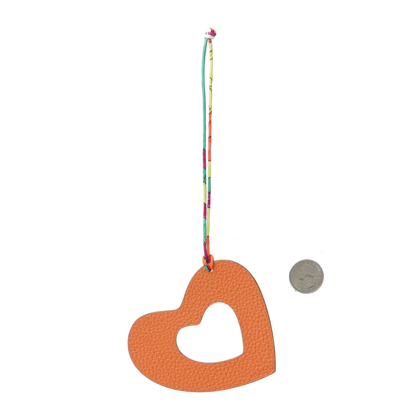 Togo Epsom Petit H Heart Bag Charm Orange Rose Extreme