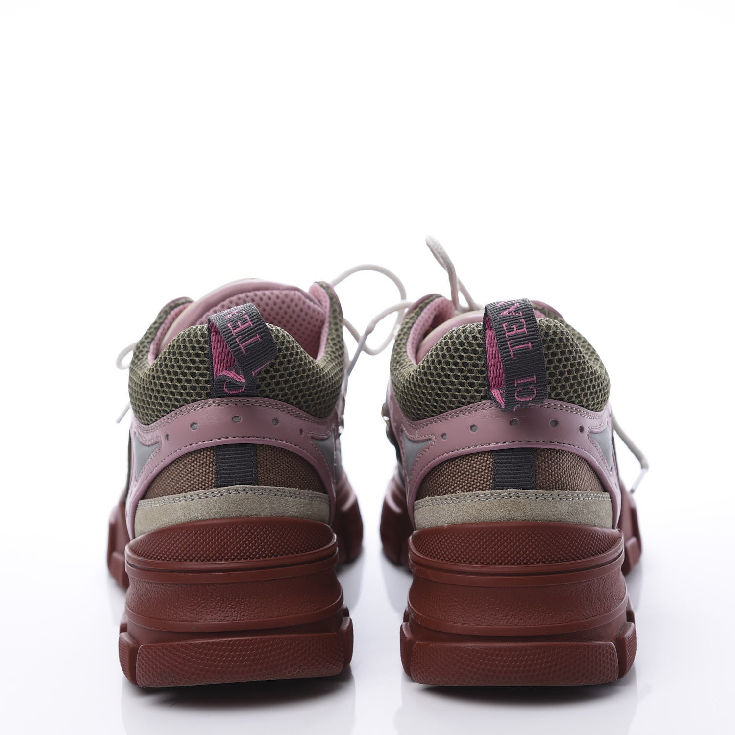 Gucci X SEGA Mesh Canvas Calfskin Womens Flashtrek Sneakers 39 Military Oatmeal Carmine Rose Ardesia 7 of 10
