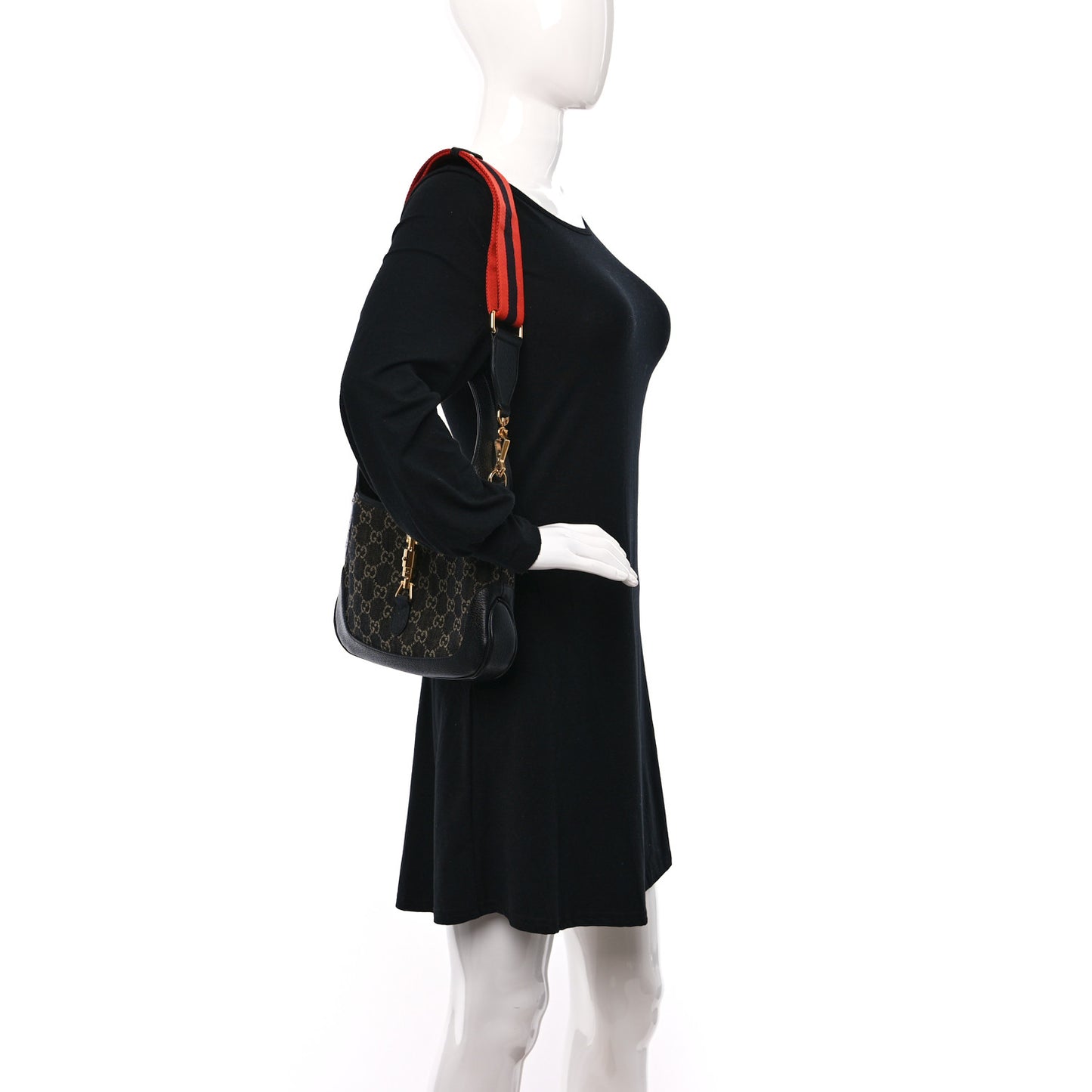 Jacquard Denim GG Monogram Small Jackie 1961 Hobo Black Ivory