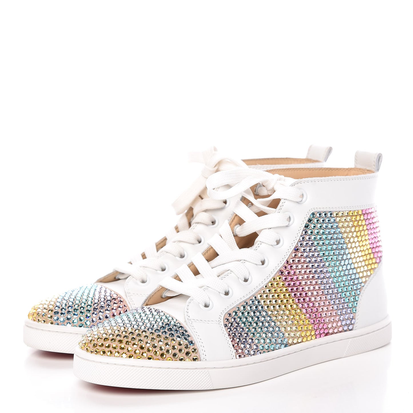 Veau Velours Calfskin Crystal Womens Rainbowbip Flat Sneakers 36 Version Multi