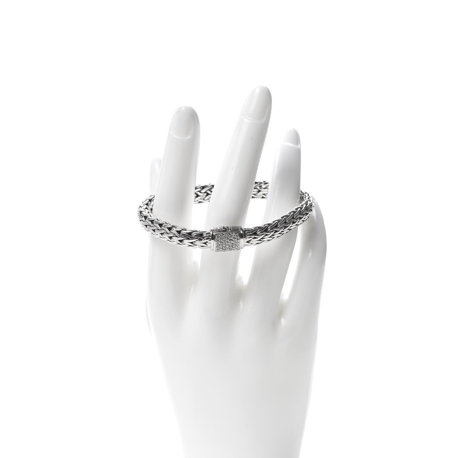 John Hardy Sterling Silver Diamond 7mm Classic Chain Bracelet 2 of 5