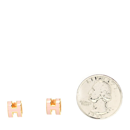 Hermes Gold Lacquered Mini Pop H Earrings Rose Dragee 2 of 5