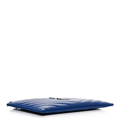 Saint Laurent Grain De Poudre Chevron Monogram Bill Pouch Blue 4 of 10