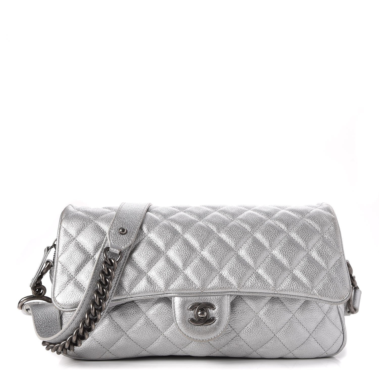 Chanel Metallic Calfskin Quilted Medium Casual Rock Flap Silver 1 of 15