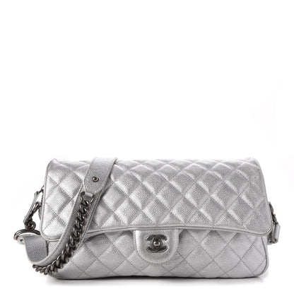 Chanel Metallic Calfskin Quilted Medium Casual Rock Flap Silver 1 of 15