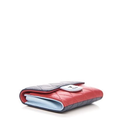 Chanel Lambskin Quilted Tri-Color Card Holder Navy Red Grey 3 of 7