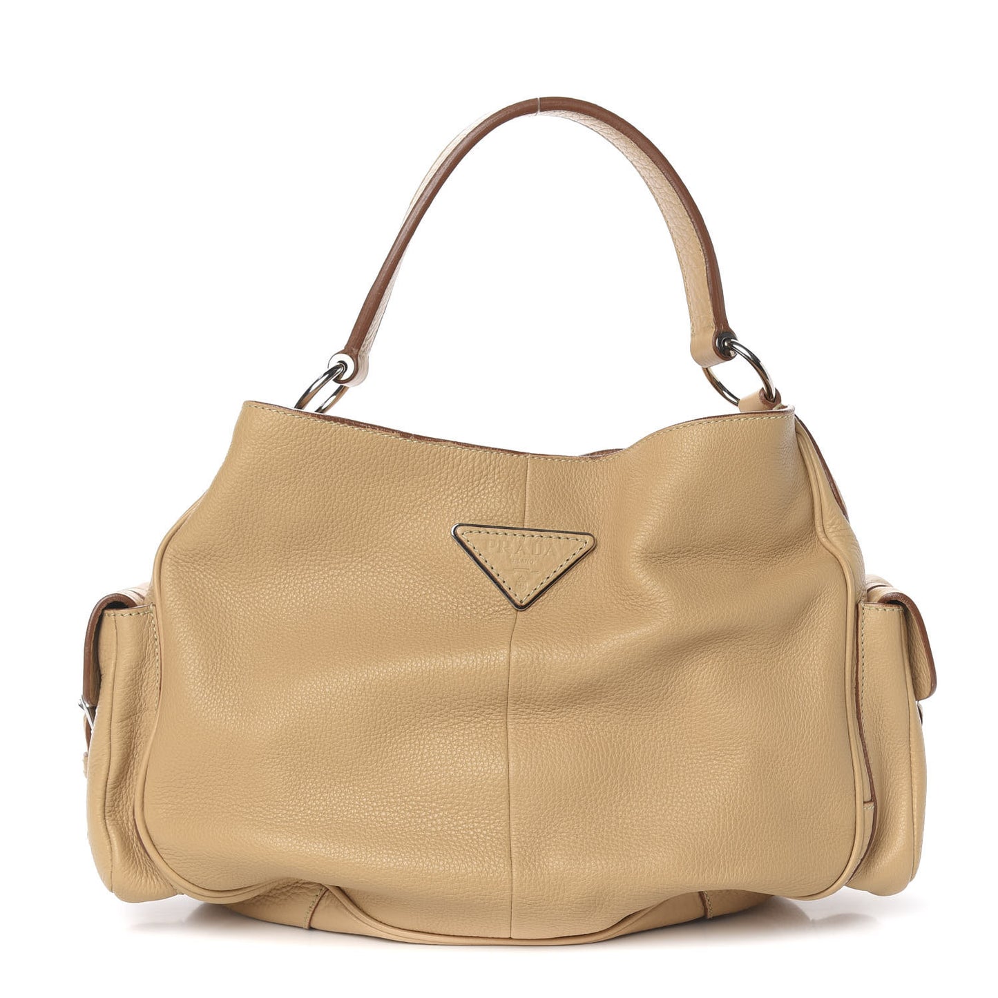 Vitello Daino Buckle Shoulder Bag Sabbia