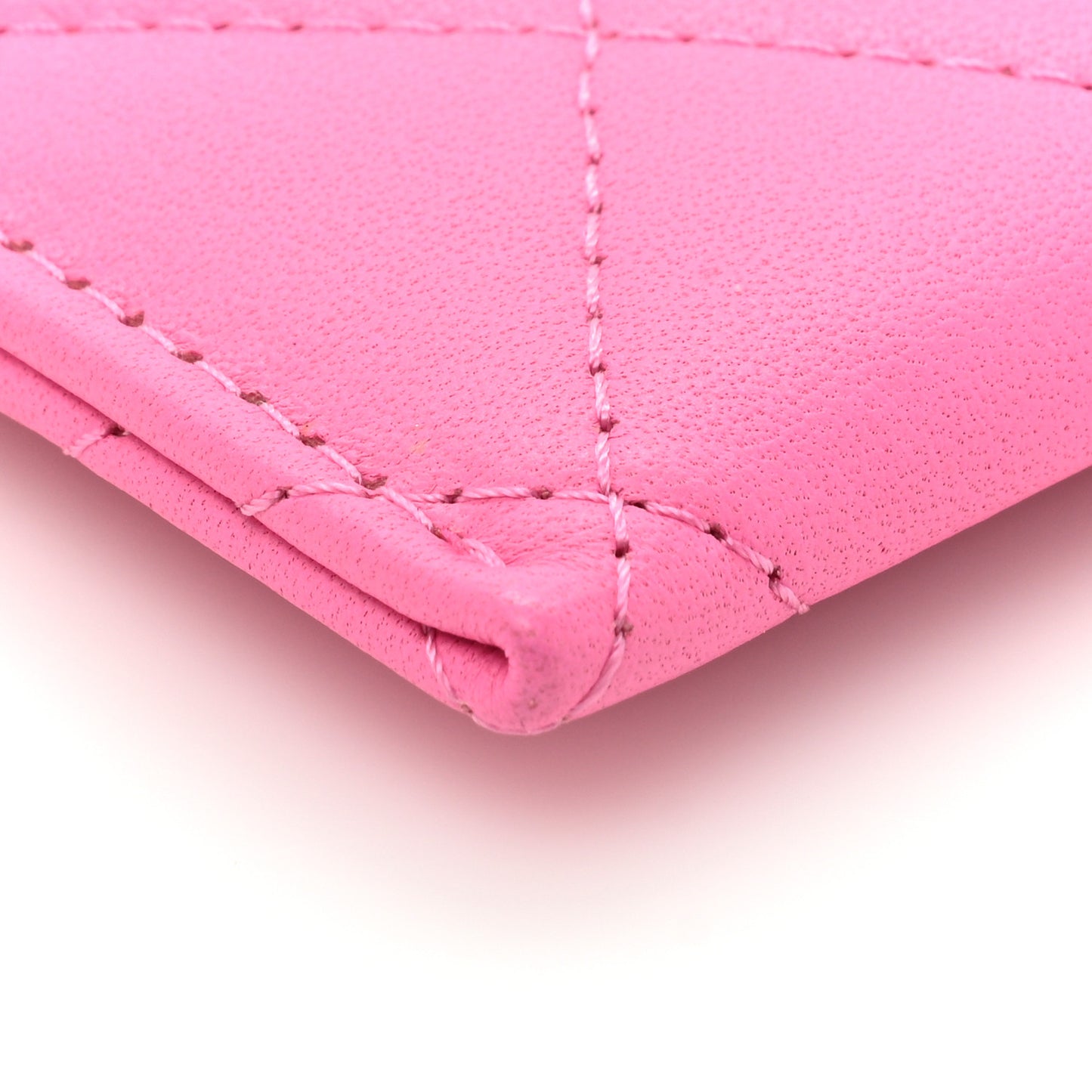 Lambskin Quilted Card Holder Pink